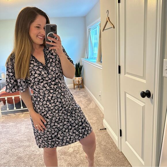 NWT Rebecca Taylor Navy Blue Pink Floral Mini Dress 6 - Picture 2 of 13